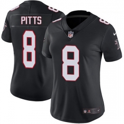 Women Nike Atlanta Falcons 8 Kyle Pitts Black Alternate Women Stitched NFL Vapor Untouchable Limited Jersey