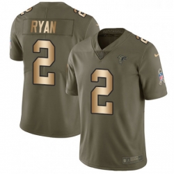 Youth Nike Atlanta Falcons 2 Matt Ryan Limited OliveGold 2017 Salute to Service NFL Jersey