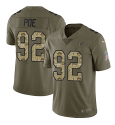 Youth Nike Falcons #92 Dontari Poe Olive Camo Stitched NFL Limited 2017 Salute to Service Jersey