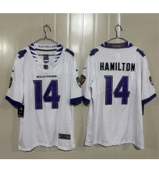 Men Baltimore Ravens 14 Kyle Hamilton White 2026 Vapor Stitched Limited Football Jersey Men Baltimore Ravens 14 Kyle Hamilton White 2026 Vapor Stitched Limited Football Jersey