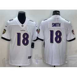 Men Baltimore Ravens 18 Roquan Smith White Vapor Untouchable Limited Stitched Jersey