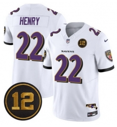 Men Baltimore Ravens 22 Derrick Henry White 2025 F U S E Jacoby Jones Patch Vapor Limited Football Jersey Men Baltimore Ravens 22 Derrick Henry White 2025 F U S E Jacoby Jones Patch Vapor Limited Football Jersey