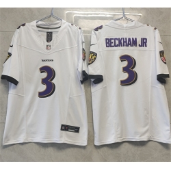 Men Baltimore Ravens 3 Odell Beckham Jr White 2023 F U S E Vapor Untouchable Stitched Football Jersey