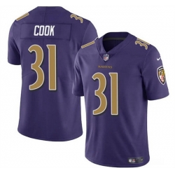 Men Baltimore Ravens 31 Dalvin Cook Purple Color Rush Vapor Limited Football Jersey