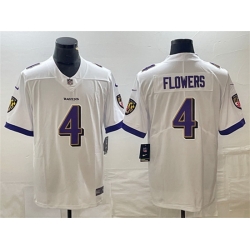 Men Baltimore Ravens 4 Zay Flowers White Vapor Untouchable Football Jersey