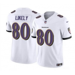 Men Baltimore Ravens 80 Isaiah Likely White 2023 F U S E  Vapor Limited Football Jersey