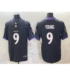 Men Baltimore Ravens  9 Zion Young Black 2026 F U S E  Vapor Stitched Limited Football Jersey