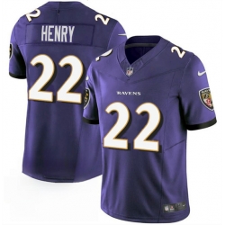 Men's Baltimore Ravens #22 Derrick Henry Purple 2023 F.U.S.E. Vapor Limited Football Stitched Jersey