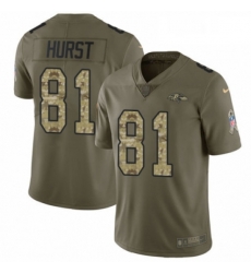 Mens Nike Baltimore Ravens 81 Hayden Hurst Limited Olive Camo Salute to Service NFL Jersey