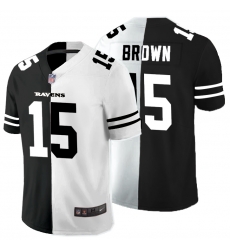 Nike Ravens 15 Marquise Brown Black And White Split Vapor Untouchable Limited Jersey