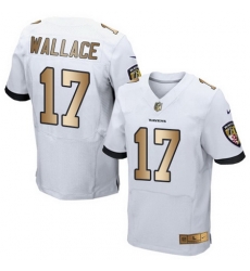 Nike Ravens #17 Mike Wallace White Mens Stitched NFL New Elite Gold Jersey