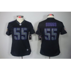 Nike Women Baltimore Ravens #55 Terrell Suggs Black Jerseys[Impact Limited]