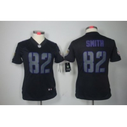 Women Nike Baltimore Ravens 82 Torrey Smith Black Jerseys[Impact Limited]