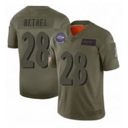 Youth Baltimore Ravens 28 Justin Bethel Limited Camo 2019 Salute to Service Football Jersey