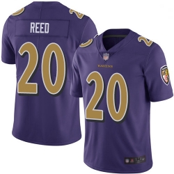 Youth Ravens 20 Ed Reed Purple Stitched Football Limited Rush Jersey