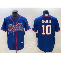 Men Buffalo Bills 10 Khalil Shakir With Patch Cool Base Stitched Baseball Jersey