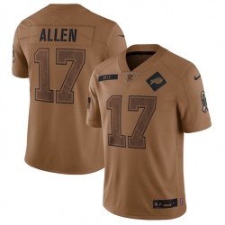 Men Buffalo Bills 17 Josh Allen 2023 Brown Salute To Service Limited Stitched Jersey