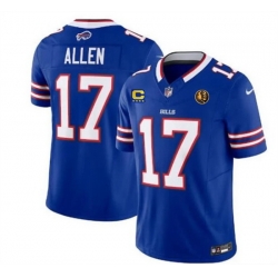 Men Buffalo Bills 17 Josh Allen Blue 2023 F U S E  With 4 Star C Ptach And John Madden Patch Vapor Limited Stitched Football Jersey