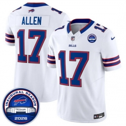 Men Buffalo Bills  17 Josh Allen White F U S E  2026 Inaugural Season at Highmark Stadium Patch Stitched Football Jersey