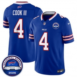 Men Buffalo Bills  4 James Cook III Blue F U S E  2026 Inaugural Season at Highmark Stadium Stitched Football Jersey