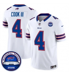 Men Buffalo Bills 4 James Cook III White F U S E 2026 Inaugural Season at Highmark Stadium Patch Stitched Football Jersey Men Buffalo Bills 4 James Cook III White F U S E 2026 Inaugural Season at Highmark Stadium Patch Stitched Football Jersey