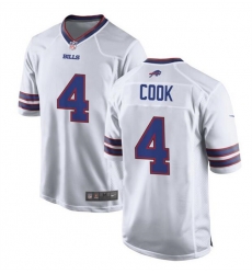 Men Buffalo Bills 4 James Cook White Stitched Game Football Jersey