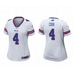 Women Buffalo Bills 4 James Cook White Stitched Football Jersey  Run Small