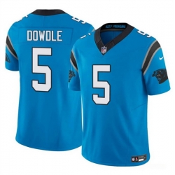 Men Carolina Panthers 5 Rico Dowdle Blue 2025 F U S E  Vapor Limited Stitched Football Jersey