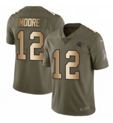 Mens Nike Carolina Panthers 12 DJ Moore Limited OliveGold 2017 Salute to Service NFL Jersey