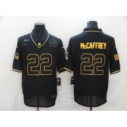 Nike Carolina Panthers 22 Christian McCaffrey Black Gold 2020 Salute To Service Limited Jersey