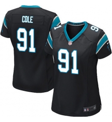 Nike Panthers #91 Colin Cole Black Team Color Women Stitched NFL Jersey