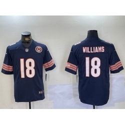 Men Chicago Bears 18 Caleb Williams Navy 2024 Draft F U S E  Vapor Stitched Football Jersey