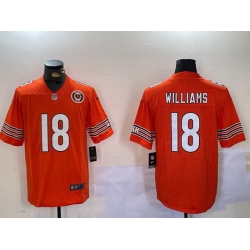 Men Chicago Bears 18 Caleb Williams Orange 2024 Draft F U S E  Vapor Stitched Football Jersey