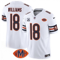Men Chicago Bears 18 Caleb Williams White 2025 F U S E  With 1 Star C Patch And VMH Patch Vapor Untouchable Limited Stitched Football Jersey