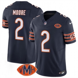 Men Chicago Bears 2 D J  Moore Navy 2025 F U S E  With VMH Patch Vapor Untouchable Limited Stitched Football Jersey