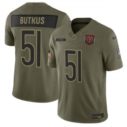 Men Chicago Bears 51 Dick Butkus Olive 2025 F U S E  Salute to Service Limited Stitched Football Jersey