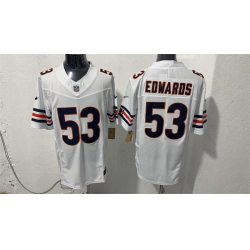 Men Chicago Bears  53 T J  Edwards White 2026 F U S E  Vapor Untouchable Limited Stitched Football Jersey