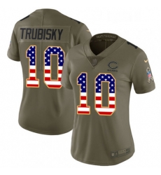 Womens Nike Chicago Bears 10 Mitchell Trubisky Limited OliveUSA Flag Salute to Service NFL Jersey