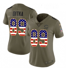 Womens Nike Chicago Bears 89 Mike Ditka Limited OliveUSA Flag Salute to Service NFL Jersey