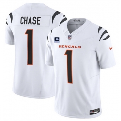 Men Cincinnati Bengals 1 Ja 27Marr Chase White 2025 F U S E  With 1 Star C Patch Vapor Untouchable Limited Stitched Football Jersey