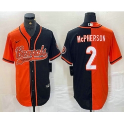 Men Cincinnati Bengals 2 Evan McPherson Orange Black Two Tone Cool Base Stitched Baseball Jersey