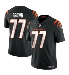 Men Cincinnati Bengals 77 Trent Brown Black Vapor Untouchable Limited Stitched Jersey