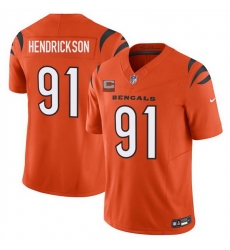 Men Cincinnati Bengals 91 Trey Hendrickson Orange 2025 F U S E  With 1 Star C Patch Vapor Untouchable Limited Stitched Football Jersey