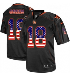 Mens Nike Cincinnati Bengals 18 AJ Green Elite Black USA Flag Fashion NFL Jersey