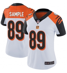 Bengals 89 Drew Sample White Women Stitched Football Vapor Untouchable Limited Jersey