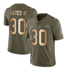 Nike Bengals #30 Jessie Bates III Olive Gold Youth Stitched NFL Limited 2017 Salute to Service Jersey