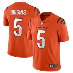 Youth Cincinnati Bengals 5 Tee Higgins Orange Vapor Untouchable Limited Stitched Jersey