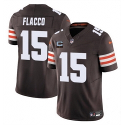 Men Cleveland Browns 15 Joe Flacco Brown 2025 F U S E  With 1 Star C Patch Vapor Limited Stitched Football Jersey