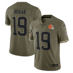 Men Cleveland Browns 19 Bernie Kosar Olive 2022 Salute To Service Limited Stitched Jersey