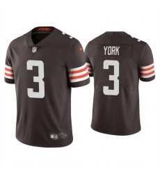 Men Cleveland Browns 3 Cade York Brown Vapor Untouchable Limited Stitched Jerseys